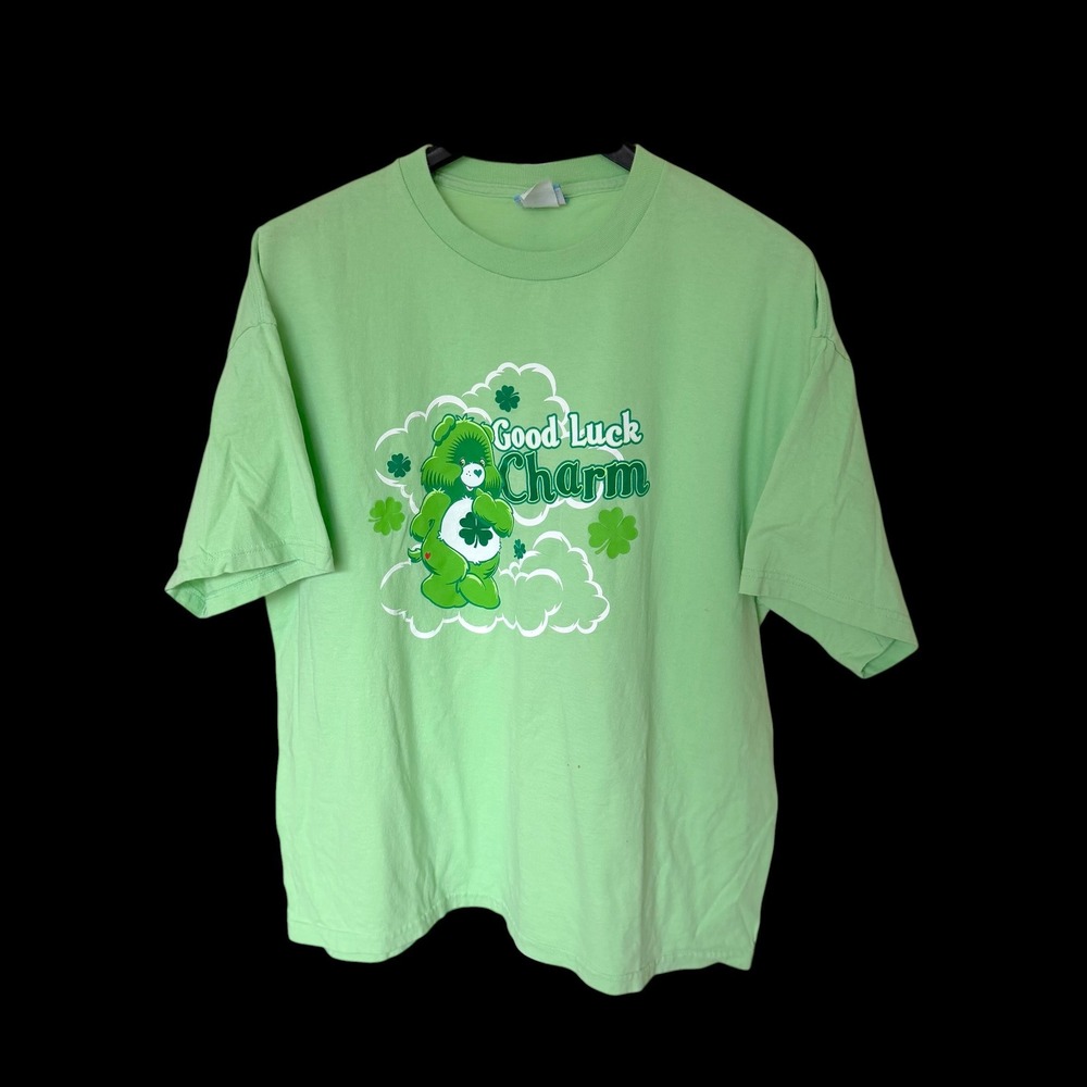 Care Bears Good Luck Charm Graphic T-Shirt Green 2004 Freeze XL St Patricks Day
